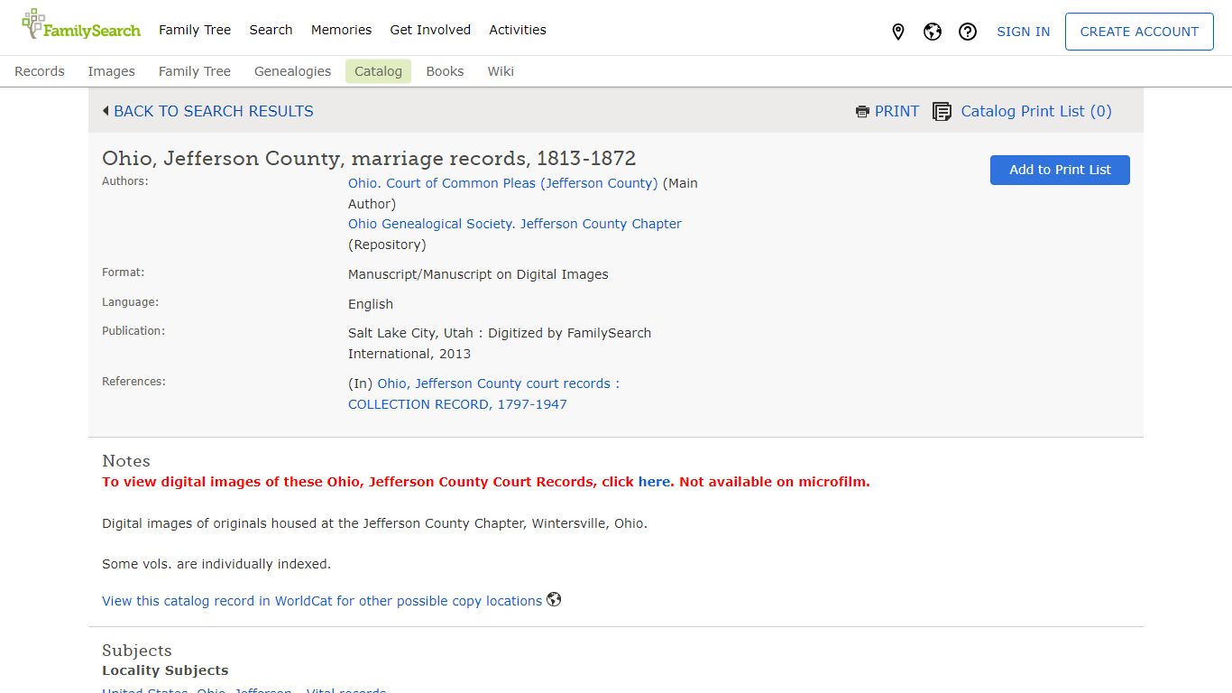 Ohio, Jefferson County, marriage records, 1813-1872 - FamilySearch